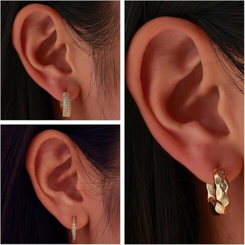3 Pairs Gold Chunky Hoop Earrings Set for Women, 14K Gold Plated Hoop Earrings, Hypoallergenic Trendy Gold Earrings Set in Saudi Arabia
