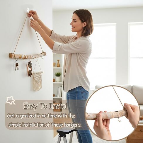 4 Pcs 15 Inch Driftwood Wall Hanging Jewelry Hanger Hanging Branch Decor Natural Driftwood Decorative Farmhouse Vintage Wooden Hook Handcrafted Natural Drift Wood Pieces for Crafts Jewelry Organizers in Saudi Arabia
