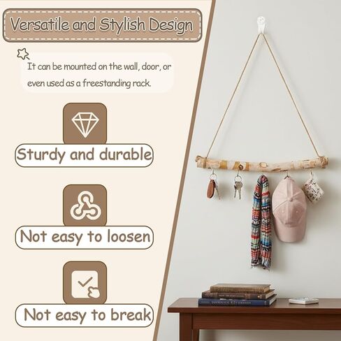 4 Pcs 15 Inch Driftwood Wall Hanging Jewelry Hanger Hanging Branch Decor Natural Driftwood Decorative Farmhouse Vintage Wooden Hook Handcrafted Natural Drift Wood Pieces for Crafts Jewelry Organizers in Saudi Arabia