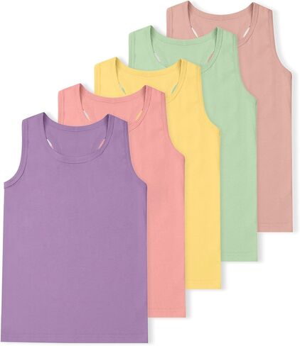 5 قطع من قمصان الفتيات القطنية للرقص بدون أكمام للأطفال بظهر متسابق (2T-16Y) in Kuwait