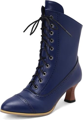 UP2STEP Fashion Fall Winter Victorian Boots for Women Vintage Boots Ankle Boots Low Heel Lace Up Booties with Side Zipper in Kuwait