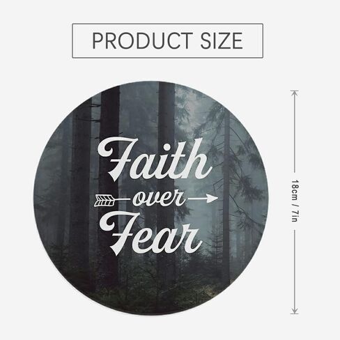 Inspirational Christian Mouse Pad, Faith Over Fear Bible Verse Forest Mousepad for Desk Home Office Dorm Computers Laptop Accessories, 7.9x7.9 Inch in Saudi Arabia