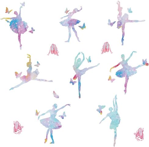 SUPERDANT 8 Styles Ballet Wall Sticker Ballerina Wall Decor Dancing Ballerinas Dancing Girl Decals Sticker Butterfly Vinyl Art Room Decor Girls Bedroom Decals Nursery Living Room Decoration in Saudi Arabia