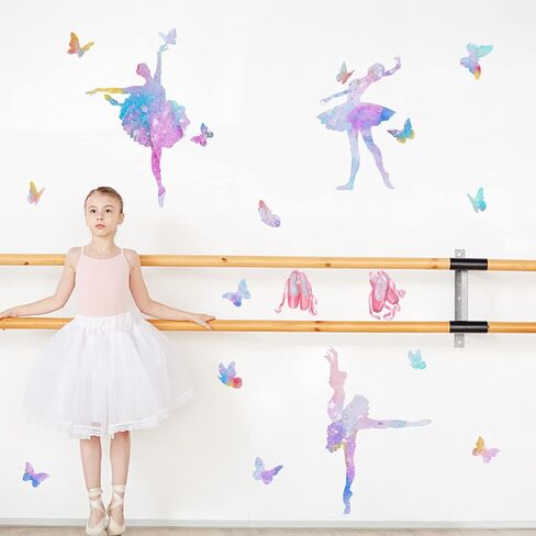 SUPERDANT 8 Styles Ballet Wall Sticker Ballerina Wall Decor Dancing Ballerinas Dancing Girl Decals Sticker Butterfly Vinyl Art Room Decor Girls Bedroom Decals Nursery Living Room Decoration in Saudi Arabia