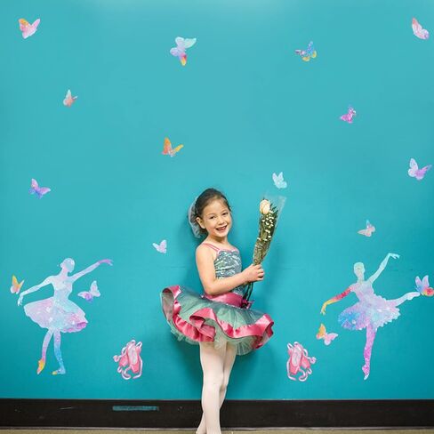 SUPERDANT 8 Styles Ballet Wall Sticker Ballerina Wall Decor Dancing Ballerinas Dancing Girl Decals Sticker Butterfly Vinyl Art Room Decor Girls Bedroom Decals Nursery Living Room Decoration in Saudi Arabia