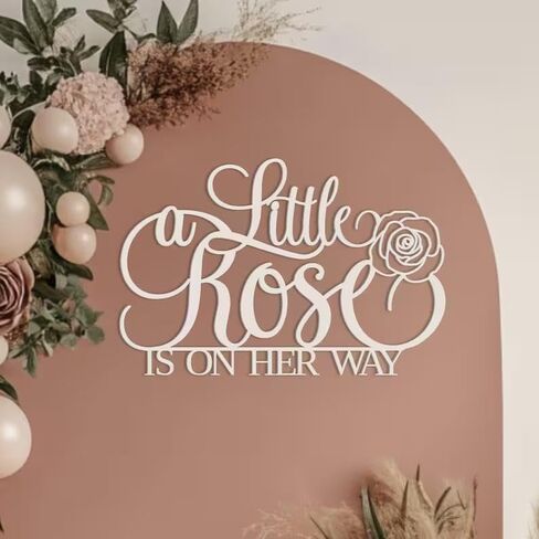 لافتة خشبية صغيرة على طريقها، ديكورات حمام الطفل، ديكور حفلات بموضوع الورد، زينة عيد الميلاد الأول للفتيات، لوازم الحفلات الأولى in Kuwait