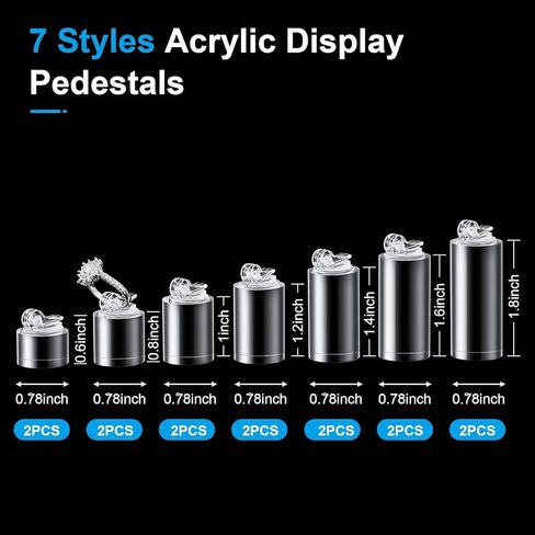 14 Pack Acrylic Ring Display Holder Clear Acrylic Cylinder Ring Display Organizer for Wedding Engagement Rings Organizer Sturdy Solid Showcase in Kuwait