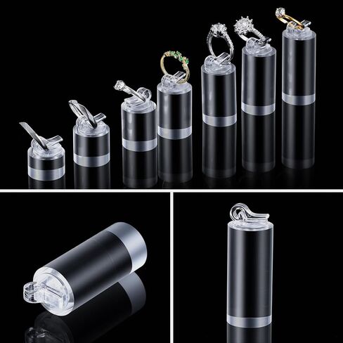 14 Pack Acrylic Ring Display Holder Clear Acrylic Cylinder Ring Display Organizer for Wedding Engagement Rings Organizer Sturdy Solid Showcase in Kuwait