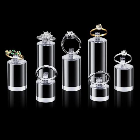 14 Pack Acrylic Ring Display Holder Clear Acrylic Cylinder Ring Display Organizer for Wedding Engagement Rings Organizer Sturdy Solid Showcase in Kuwait