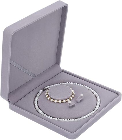 FINGERINSPIRE Jewelry Velvet Box 5.18inch Inner Diameter with Fiberboard Dark Red Square Pearl Necklace Earring Bracelet Gift Display Case Wedding Jewelry Storage Holder Long Chain Holder Storage Case in Saudi Arabia