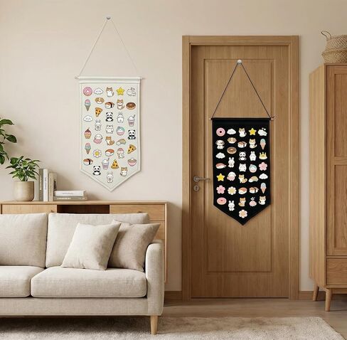 2Pcs Pin Wall Display Banners, Wall Hanging Brooch Jewelry Storage Case, Enamel Pin Display Banner Holder for Badges,Buttons,Pins,Patches (Black White) in Kuwait