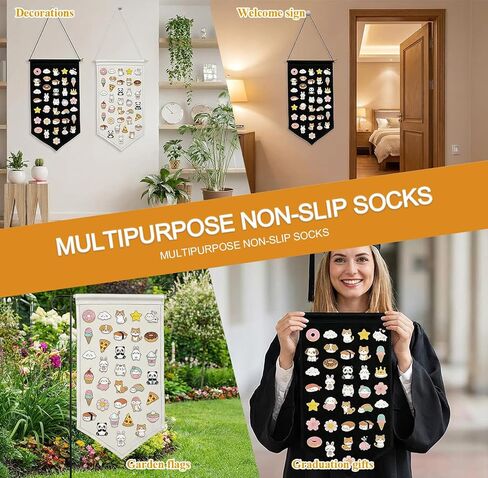 2Pcs Pin Wall Display Banners, Wall Hanging Brooch Jewelry Storage Case, Enamel Pin Display Banner Holder for Badges,Buttons,Pins,Patches (Black White) in Kuwait