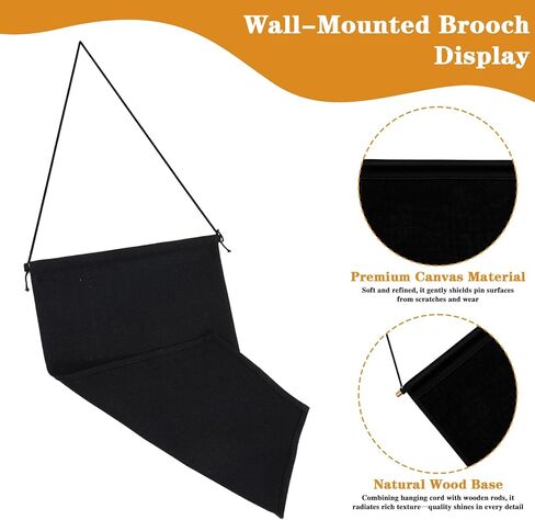 2Pcs Pin Wall Display Banners, Wall Hanging Brooch Jewelry Storage Case, Enamel Pin Display Banner Holder for Badges,Buttons,Pins,Patches (Black White) in Kuwait