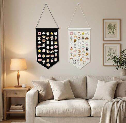 2Pcs Pin Wall Display Banners, Wall Hanging Brooch Jewelry Storage Case, Enamel Pin Display Banner Holder for Badges,Buttons,Pins,Patches (Black White) in Kuwait