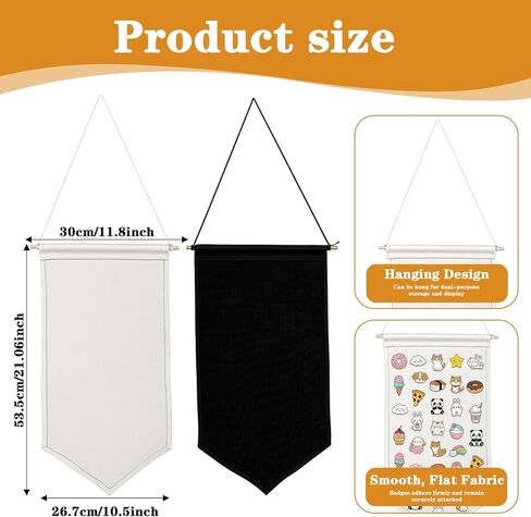 2Pcs Pin Wall Display Banners, Wall Hanging Brooch Jewelry Storage Case, Enamel Pin Display Banner Holder for Badges,Buttons,Pins,Patches (Black White) in Kuwait