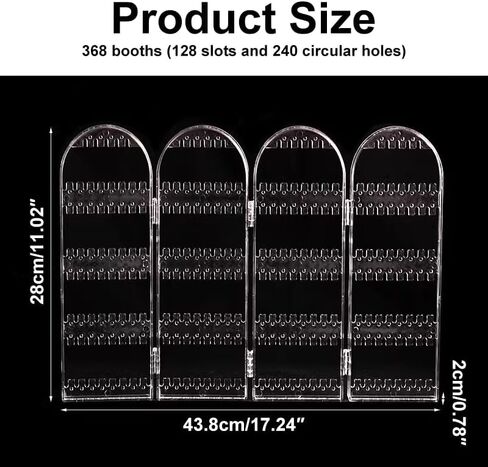 Earring Holder Organizer Stand, 4 Panels 260 Holes Foldable Screen Necklace Rack Multi-Purpose Dressing Tabletop Jewelry Holder with for Studs, Drops & Hoops, Vanity Jewelry Storage in Saudi Arabia