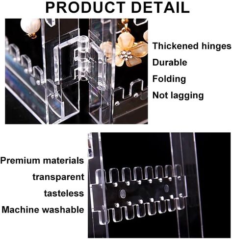 Earring Holder Organizer Stand, 4 Panels 260 Holes Foldable Screen Necklace Rack Multi-Purpose Dressing Tabletop Jewelry Holder with for Studs, Drops & Hoops, Vanity Jewelry Storage in Saudi Arabia