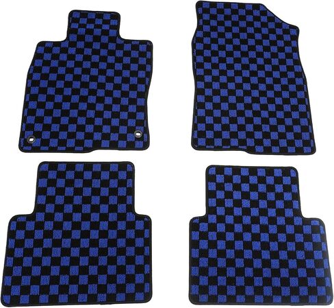 IKON MOTORSPORTS Loop Pile Tufted Car Floor Mats, Compatible with 2016-2021 Honda Civic, Checkered Grey Black Plaid, All Weather Anti-Slip 4PCS Set Car Protector Carpets in Saudi Arabia