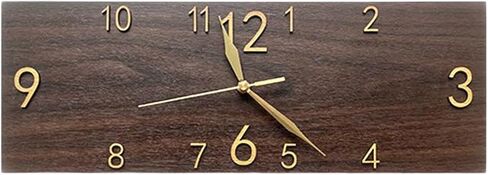 Rectangular Frameless Silent Wall Clock, Rustic Wall Clock Handcrafted Wood Farmhouse Decor 15.75x5.51 Inch for Office Bedroom Hotel Indoor- Deep Brown in Saudi Arabia