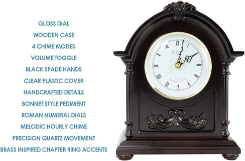 ساعة Bedford Clock Collection Wood Mantel مع الدقات in Kuwait