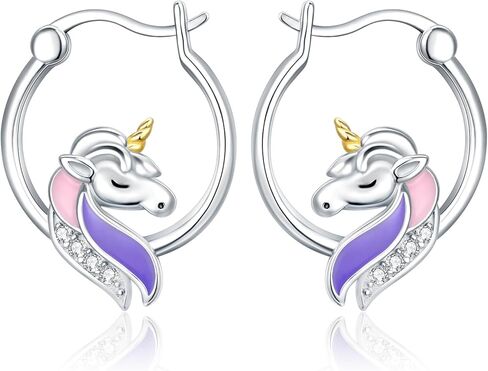 S925 Sterling Silver Unicorn Hoop Earrings Animal Stud Earrings Cute Panda Bunny Cat Puppy Earring Animal Hoops Jewelry Gifts for Women in Kuwait