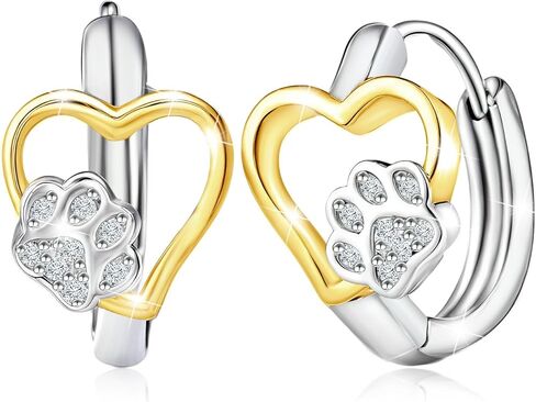 أقراط من الفضة الإسترليني بدرجتين من اللون على شكل قلب مطبوع عليها مخالب للنساء، مكعب زركونيا متلألئ خفيف الوزن من تشيكوسلوفاكيا للحيوانات الأليفة والجرو والكلب والقطط، حلق حيوان لطيف هدية عصرية لحبيبتها للحيوانات الأليفة وحفيدتها in Kuwait