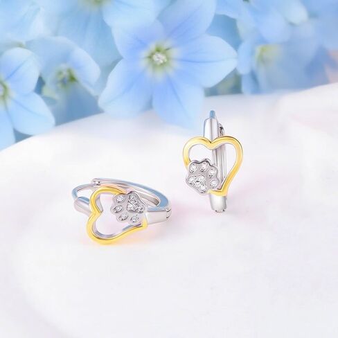 أقراط من الفضة الإسترليني بدرجتين من اللون على شكل قلب مطبوع عليها مخالب للنساء، مكعب زركونيا متلألئ خفيف الوزن من تشيكوسلوفاكيا للحيوانات الأليفة والجرو والكلب والقطط، حلق حيوان لطيف هدية عصرية لحبيبتها للحيوانات الأليفة وحفيدتها in Kuwait