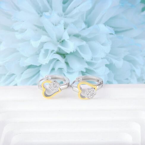 أقراط من الفضة الإسترليني بدرجتين من اللون على شكل قلب مطبوع عليها مخالب للنساء، مكعب زركونيا متلألئ خفيف الوزن من تشيكوسلوفاكيا للحيوانات الأليفة والجرو والكلب والقطط، حلق حيوان لطيف هدية عصرية لحبيبتها للحيوانات الأليفة وحفيدتها in Kuwait