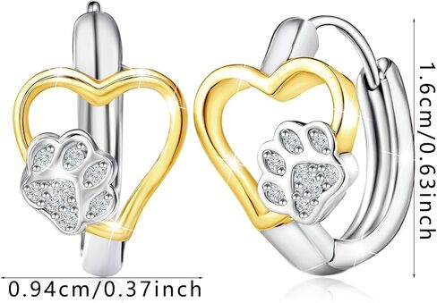 أقراط من الفضة الإسترليني بدرجتين من اللون على شكل قلب مطبوع عليها مخالب للنساء، مكعب زركونيا متلألئ خفيف الوزن من تشيكوسلوفاكيا للحيوانات الأليفة والجرو والكلب والقطط، حلق حيوان لطيف هدية عصرية لحبيبتها للحيوانات الأليفة وحفيدتها in Kuwait