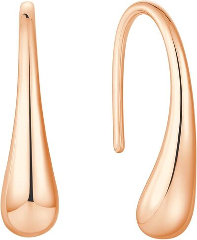 Starchenie Pull Through Teardrop Dangle Earrings 925 Sterling Silver | High Polished Teardrop Hoop Earrings for Women in Saudi Arabia