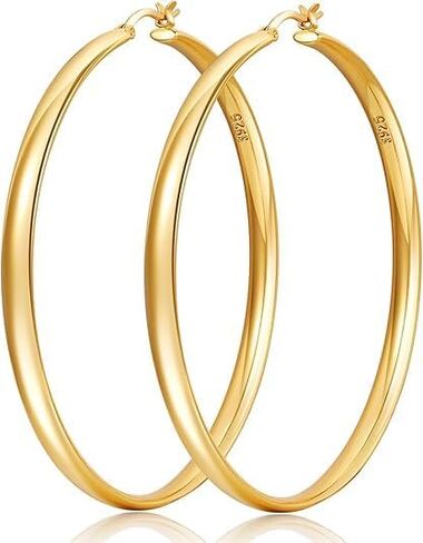 Sterling Silver Hoops Earrings Hypoallergenic LargeSilver Hoop Earrings for Women Lightweight Big Silver Hoops Earrings 5MM Thick Hoop Earrings 30/40/50/60/70MM in Saudi Arabia