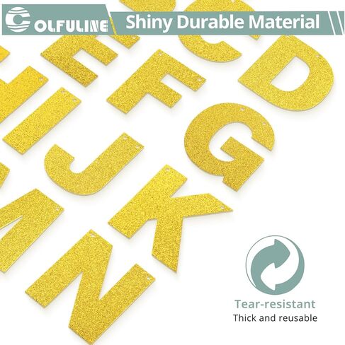 مجموعة لافتة حروف لامعة قابلة للتخصيص من COLFULINE DIY، 107 قطعة من الحروف والأرقام الذهبية مع أداة حبل وخيوط، لافتة بطاقات لامعة قابلة لإعادة الاستخدام لأعياد الميلاد والزفاف وتزيين حمام الطفل in Kuwait