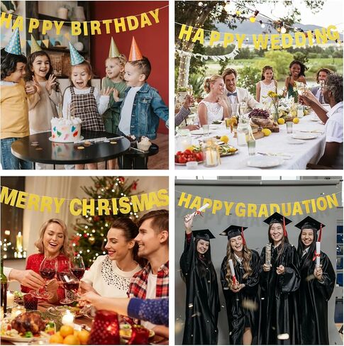 مجموعة لافتة حروف لامعة قابلة للتخصيص من COLFULINE DIY، 107 قطعة من الحروف والأرقام الذهبية مع أداة حبل وخيوط، لافتة بطاقات لامعة قابلة لإعادة الاستخدام لأعياد الميلاد والزفاف وتزيين حمام الطفل in Kuwait