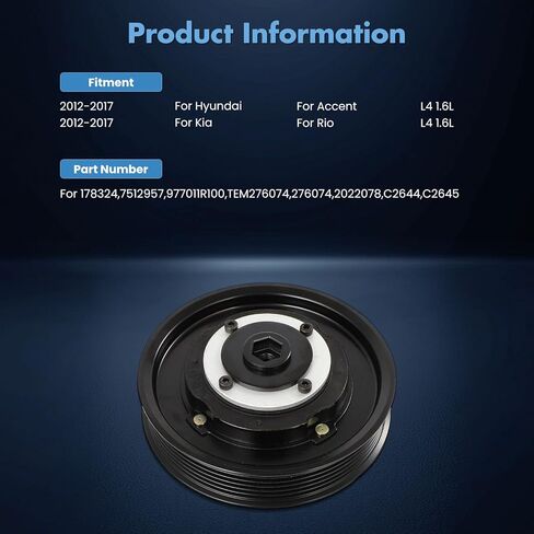 ECCPP A/C قابض الضاغط 2012-2016 مناسب لقابض Hyundai Accent 1.6L AC in Saudi Arabia