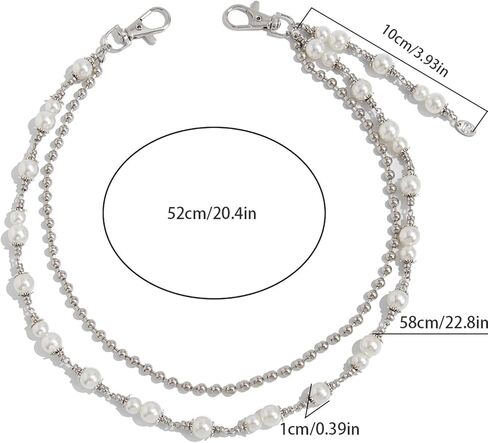 Gothic Bead Hip Hop Pants Chain for Men,Punk Pants Chain Belt Chain Wallet Chain Pocket Chain Layered Pearl Bead Keychains Trouser Chain Jeans Chain for Women Men in Kuwait