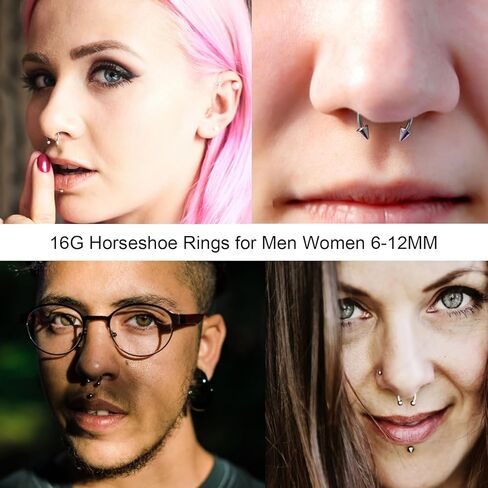 32PCS Lip Piercing Jewelry Set - Lip Rings, Horseshoe Nose Ring for Labret/Snake Bite/Septum, Cartilage Conch Tragus Helix in Kuwait