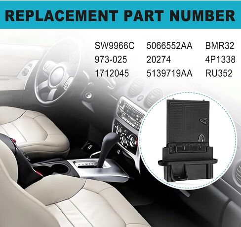 HVAC Heater Blower Motor Resistor, Compatible with Jp KJ Series Liberty 2002-2007, TJ Series Wrangler 2002-2006 Left Hand Drive, Replace OE #5139719AA & 5066552AA in Kuwait