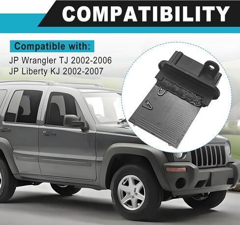 HVAC Heater Blower Motor Resistor, Compatible with Jp KJ Series Liberty 2002-2007, TJ Series Wrangler 2002-2006 Left Hand Drive, Replace OE #5139719AA & 5066552AA in Kuwait