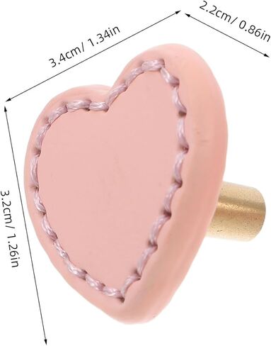 2pcs Heart Shaped Drawer Handles for ’ Room Wardrobe Cabinet Pulls, Thickened Pink Leather with Brass Base, Decorative Drawer Handle Pulls for ’s Furniture in Saudi Arabia