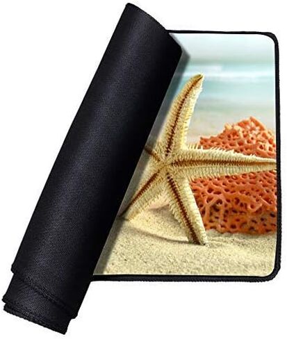 Stitched Edges Large Gaming Mouse Pad,Extended Mousepad with Non-Slip Rubber Base for Laptop Desktop Computer Keyboard Mat - Sea Beach Starfish in Saudi Arabia