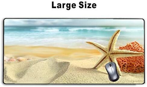 Stitched Edges Large Gaming Mouse Pad,Extended Mousepad with Non-Slip Rubber Base for Laptop Desktop Computer Keyboard Mat - Sea Beach Starfish in Saudi Arabia