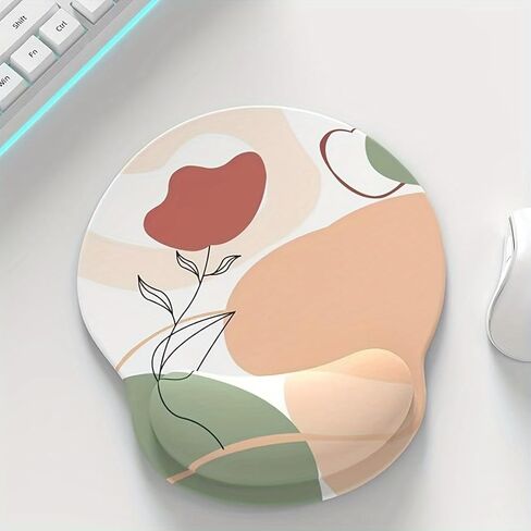 Ergonomic Gel Wrist Rest Mouse Pad, Dune Rose Pattern Anti-Slip PU Base 23x25.5cm, Laptop Wrist Support Pad in Saudi Arabia