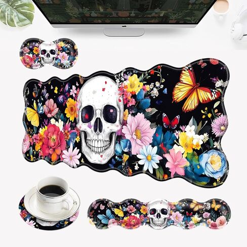 حصيرة مكتب، لوحة ماوس مع مسند للمعصم، وسادات ماوس كبيرة 4 في 1 للمكتب، ووسادة ماوس مريحة ومسند لوحة المفاتيح، وبساط لوحة مفاتيح الألعاب للمكتب وعباد الشمس والفراشات in Kuwait