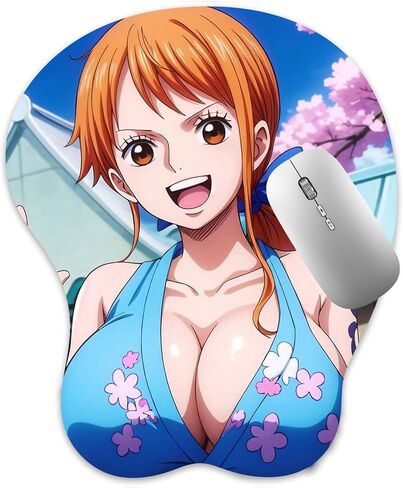لوحة ماوس ثلاثية الأبعاد Oppai Mousepad مع مسند معصم من الجل الناعم Anime Manga Gaming Boob Pad مضادة للانزلاق (Namii 7) in Kuwait