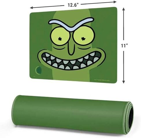 Skinit Small Gaming Mouse Pad - Officially Licensed Pickle Rick Design with Stitched Edges, Waterproof, Non-Slip Rubber Base, Desk Mat for Keyboard & Mouse, 12.6" x 11" inches in Saudi Arabia