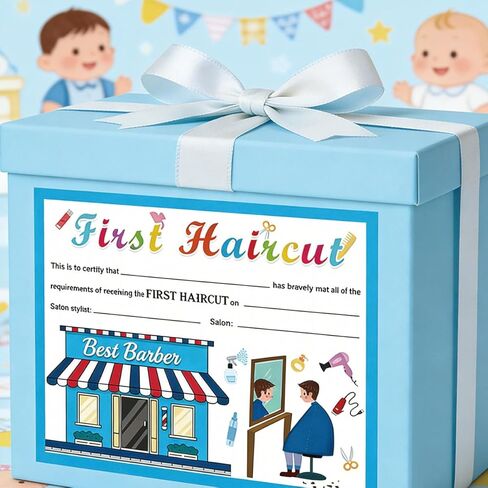 25Pcs First Haircut Certificate 8 x 10inch Boy Girl Kids Baby Boy Girl Best Barber Award of Hair Cutting Milestone Marker Keepsake Certificate of Recognition in Kuwait