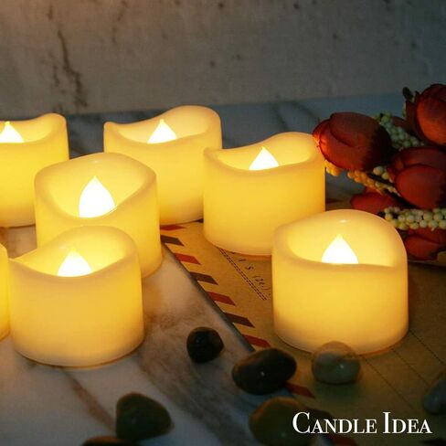 CANDLE IDEA 24 PCS LED Flameless Flickering Tea Lights Votive Candle Battery Operated/Electric Flicker LED Tealight Bulk Fake Candles for Halloween Christmas Wedding Party Decorations (Warm White) in Saudi Arabia