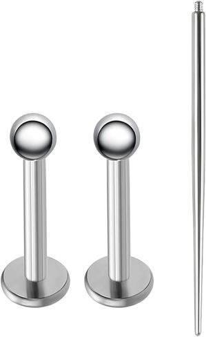 1 pair G23 Titanium 16G Internally Threaded Flat Back Monroe Labret Lip Rings Helix Nail Cartilage Tragus Earring Nose Stud Ring Piercing Jewelry with Changing Tool Taper in Kuwait