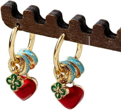 Red Heart Earrings for Women Gold heart charms Hoop Stud Dangle Candy Pearl Jewelry Valentines Day Outfit Women Friendship Gifts in Saudi Arabia