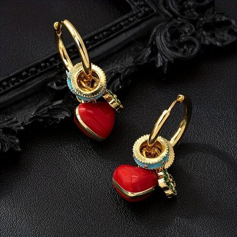 Red Heart Earrings for Women Gold heart charms Hoop Stud Dangle Candy Pearl Jewelry Valentines Day Outfit Women Friendship Gifts in Saudi Arabia